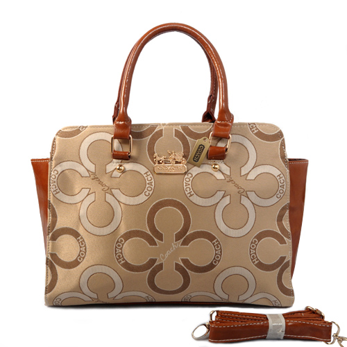 Coach Poppy Logo Medium Khaki Satchels EJX | Women - Click Image to Close